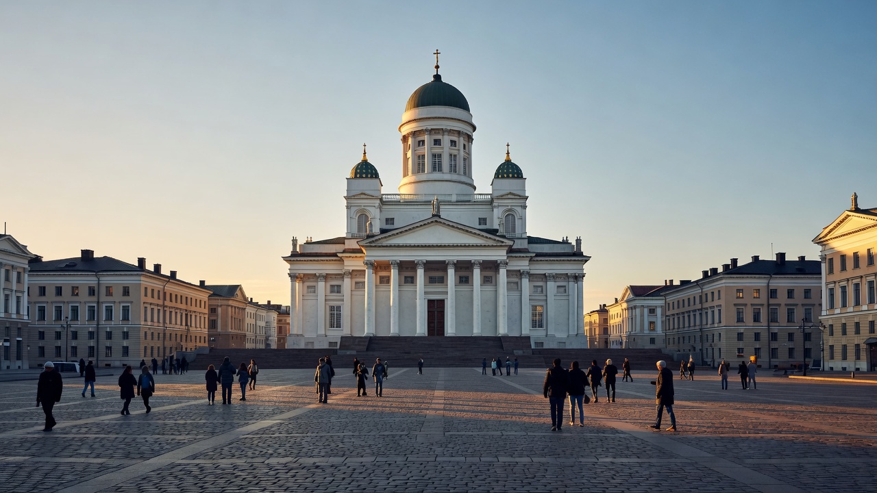 Helsinki Cathedral standing tall above Senate Square in Finland